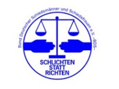 Blautes Logo des Schiedsamtes