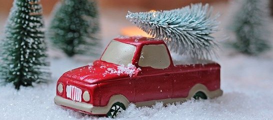 Truck mit Weihnachtsbaum