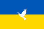 blau-gelbe Ukraine-Flagge mit weißer Friedenstaube