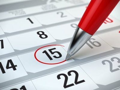 Kalender mit rot umrandeten Datum