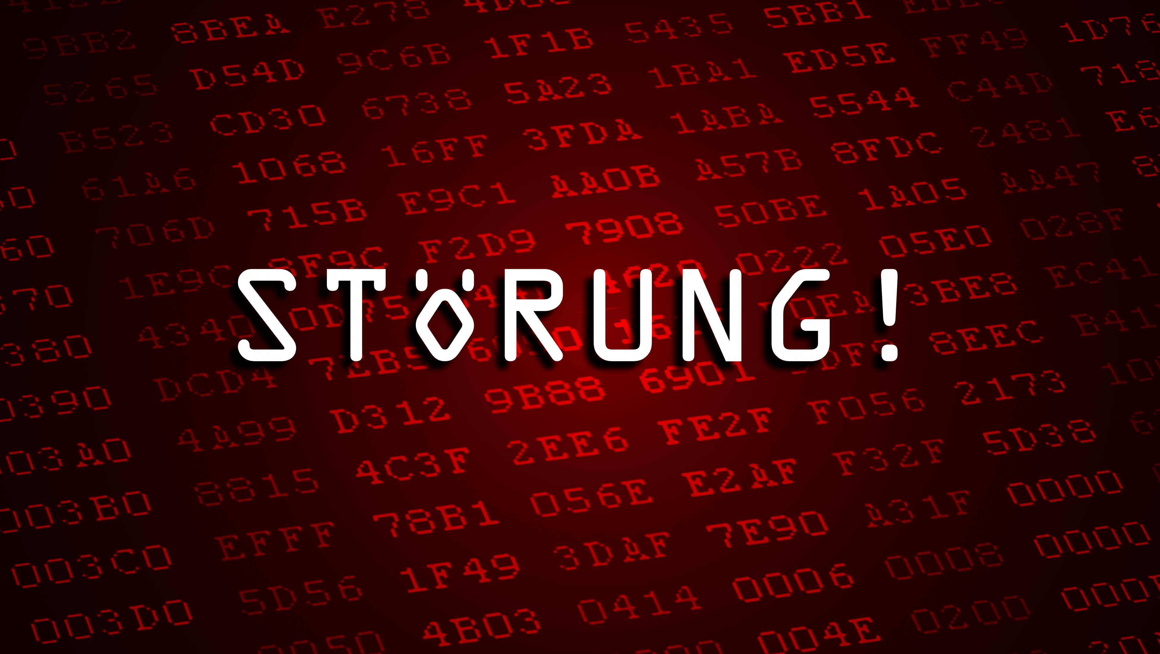 "Störung" Nachricht vor digitalen Zahlen im Hintergrund