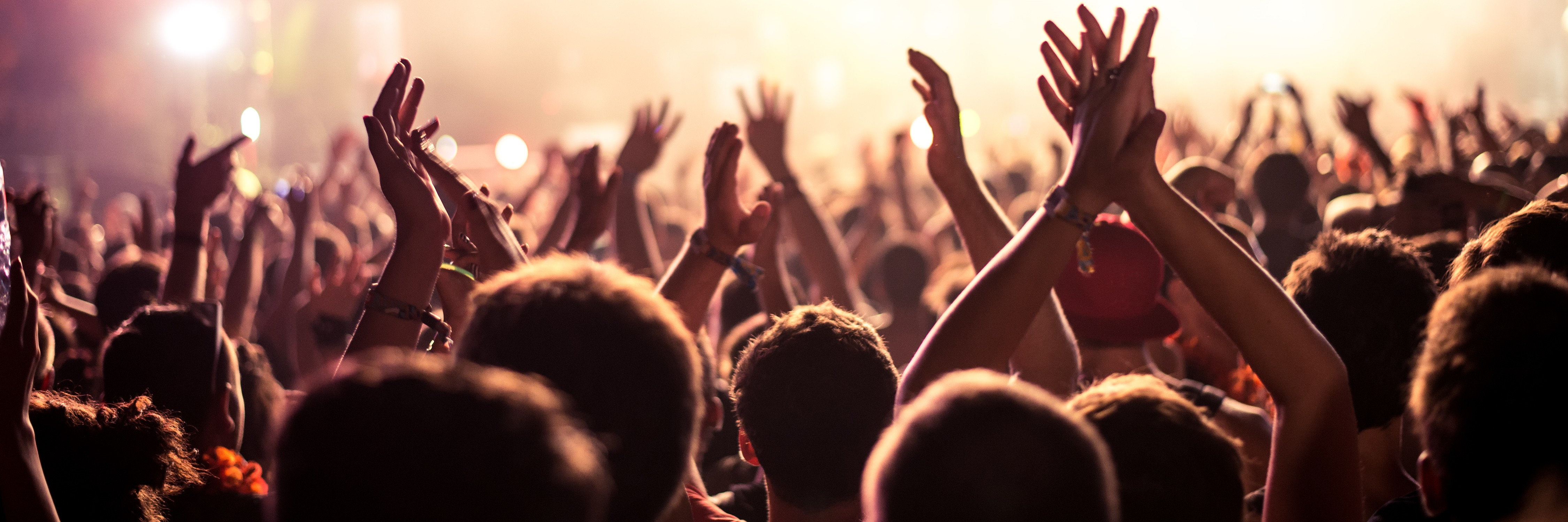 Besucher auf einem Konzert die jubeln und klatschen