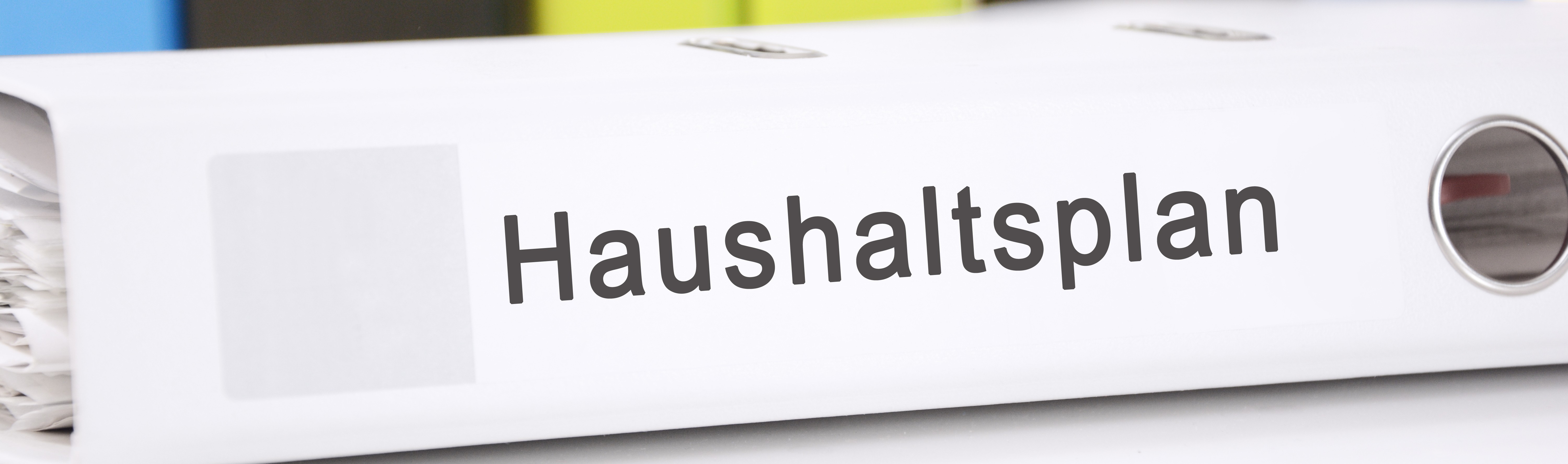 Aktenordner mit der Aufschrift Haushaltsplan